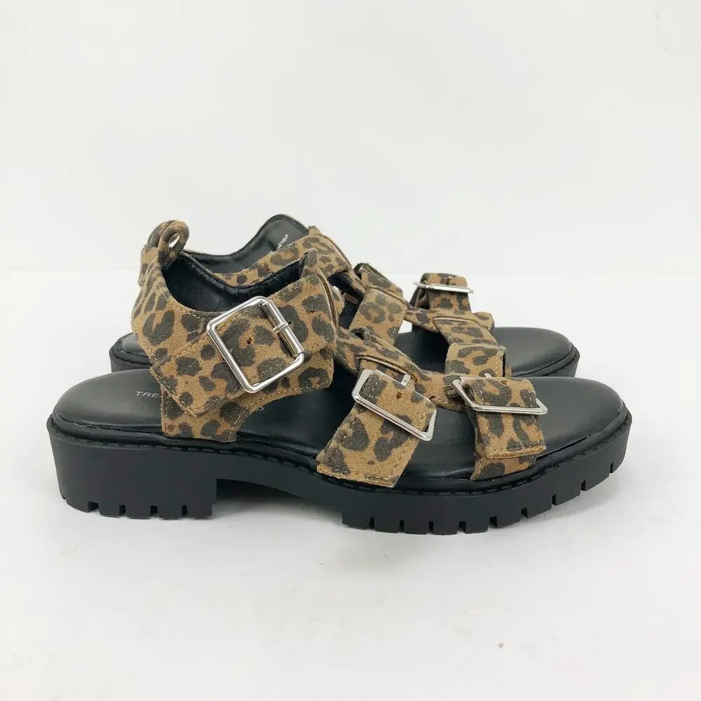 Treasure & Bond Girls Parker Gabrielle Sandals 1 Tan Black Animal Print NWOT